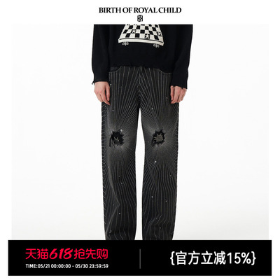 BIRTH OF ROYAL CHILD.BORC 【欧豪同款】射线牛仔裤手工破坏