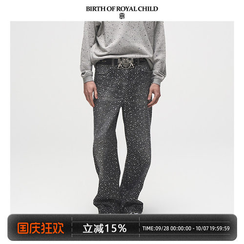 BIRTH OF ROYAL CHILD.BORC 【LISA同款】3D立体印花满钻牛仔裤