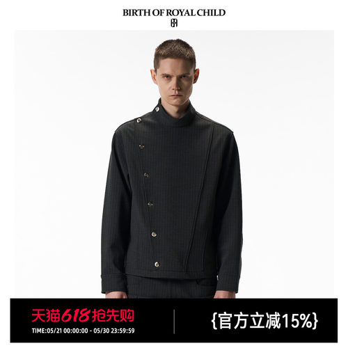 BIRTH OF ROYAL CHILD.BORC 条纹斜扣衬衫进口西服面料垂坠击剑服
