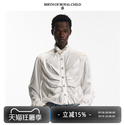 宫廷胸褶衬衫真丝飘带上衣