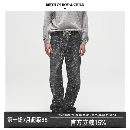 BIRTH OF ROYAL CHILD.BORC 【lisa同款】3D立体印花满钻牛仔裤