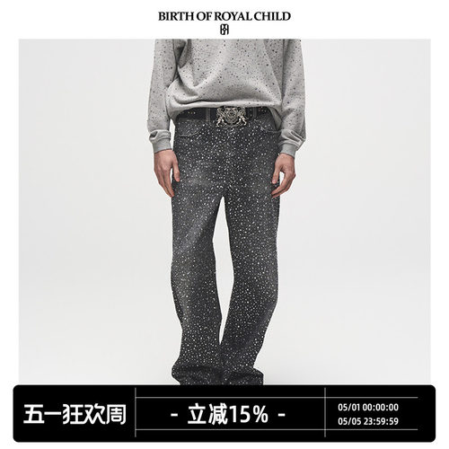 BIRTH OF ROYAL CHILD.BORC 【lisa同款】3D立体印花满钻牛仔裤