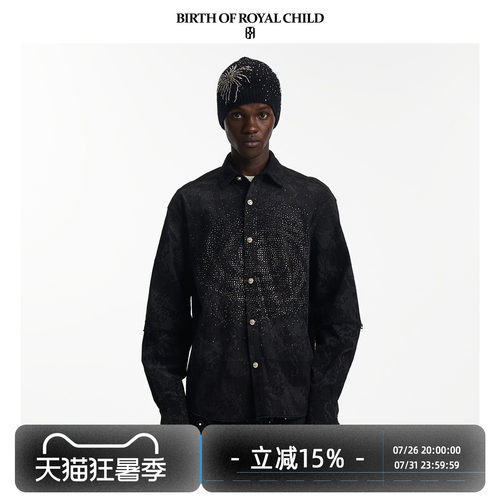 银河衬衫黑色珍珠水钻外套