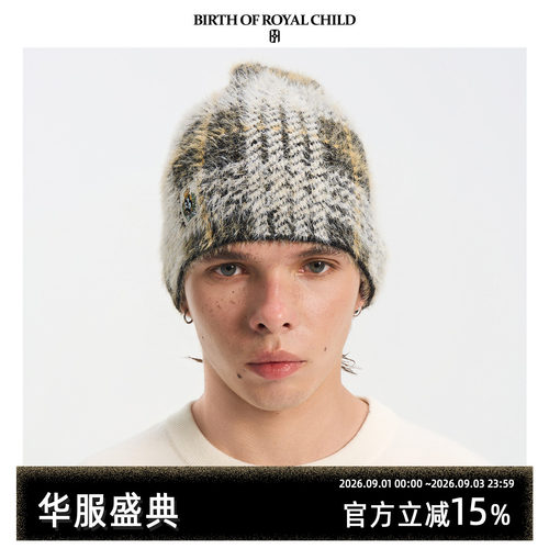 BIRTH OF ROYAL CHILD.BORC 格纹提花冷帽复古提花亲肤羊毛混纺