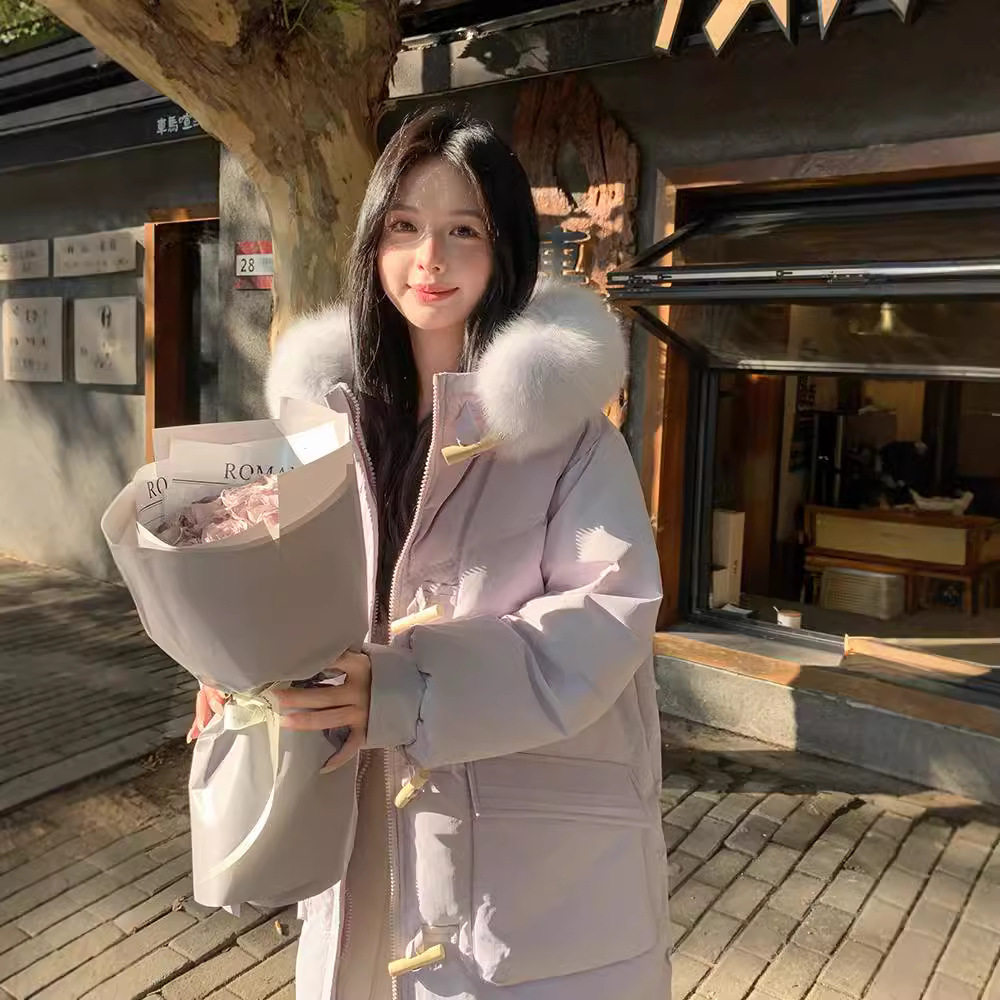 羽绒服女中长款过膝2025新款大毛领白鸭绒加厚保暖宽松时尚