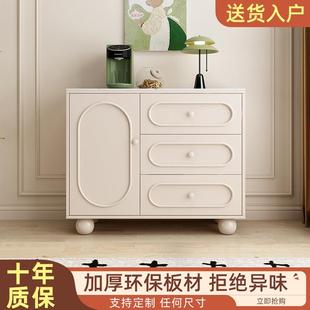 实木餐边柜可储物柜靠墙柜收纳柜奶油风茶水柜子家用厨房橱柜工厂