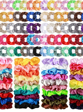 跨境亚马逊套装色丁大肠发圈简约百搭法式头绳马尾发圈女发饰批发