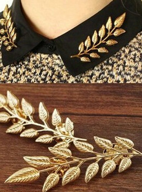 流行金银树叶子饰品男女胸针別针衬衫毛衣领针领扣零售