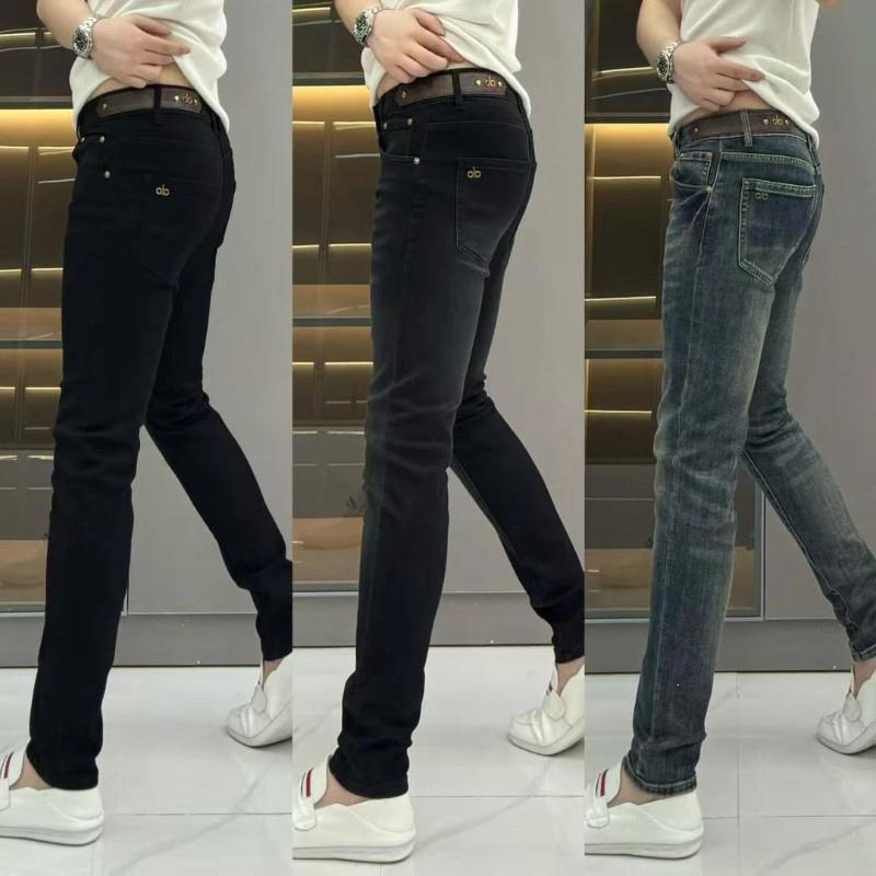 GR新轻奢男士B英伦风黑灰牛仔x裤bf轻奢大气显瘦休闲小脚牛仔裤