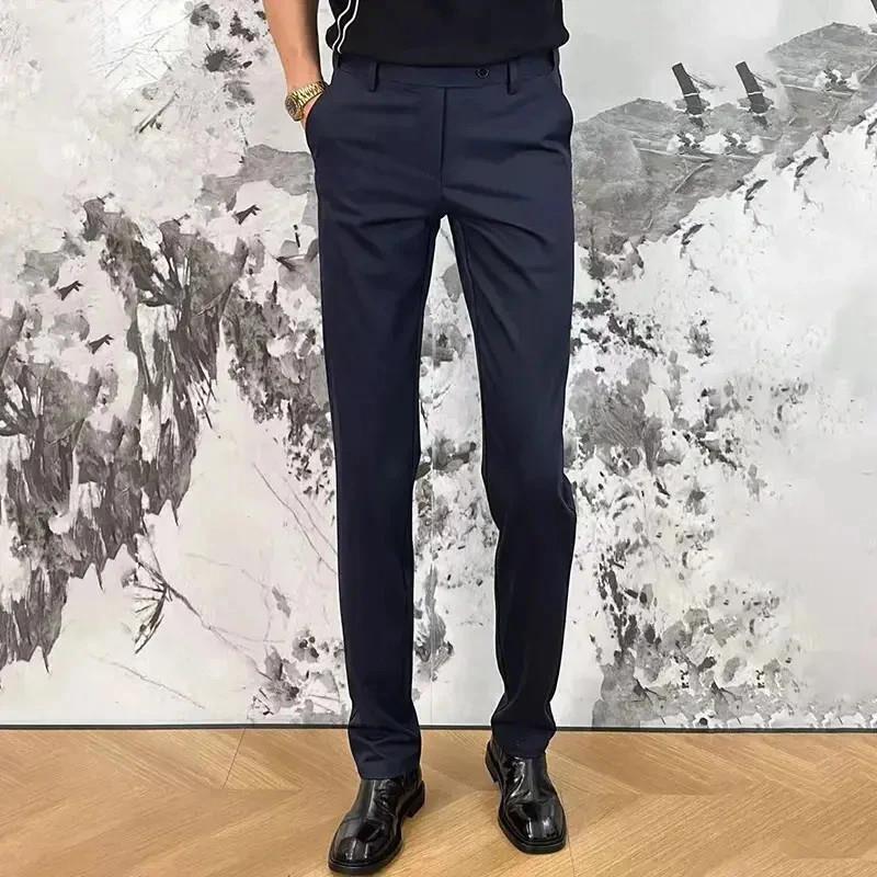 LHMN轻奢男装男士休闲裤新款爆款韩版中腰弹力轻薄透气商务西裤长