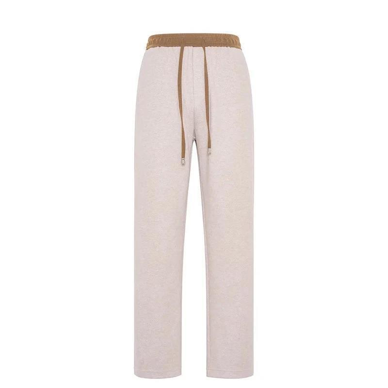 GR新轻奢【轻奢高品】醋h酸羊毛混纺男款秋o冬撞色直筒裤子垂感长