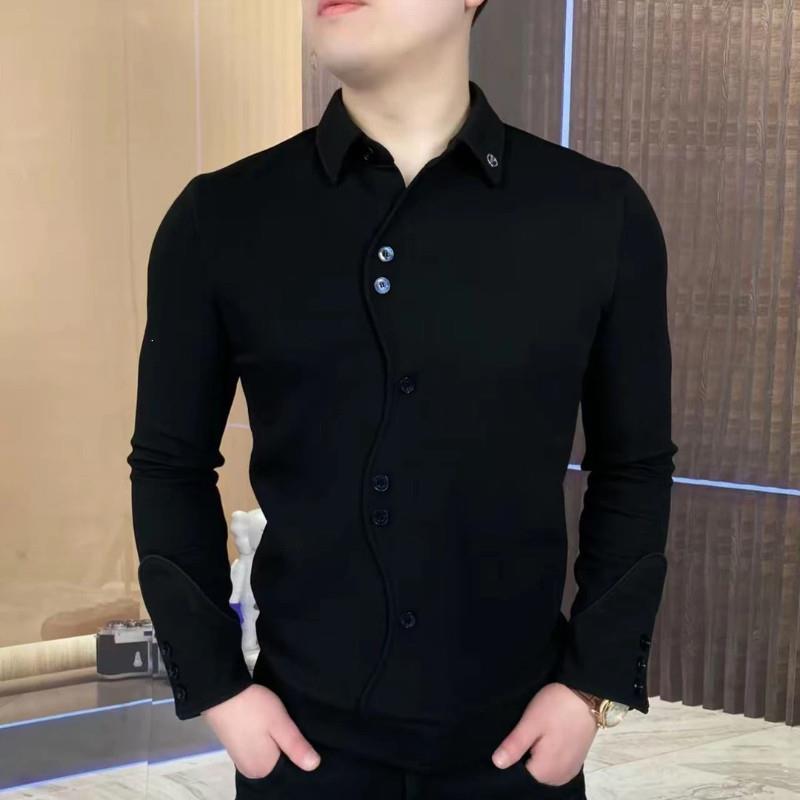 抖麦空男装欧货莲华门襟男士长袖卫衣修身潮流y秋季男上衣时尚休