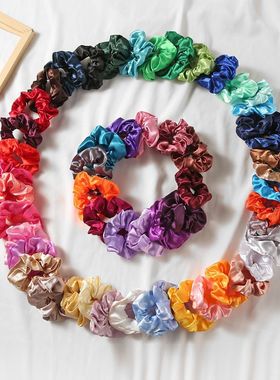 跨境亚马逊大肠发圈ins复古简约百搭法式缎面色丁仿真丝绸缎发饰