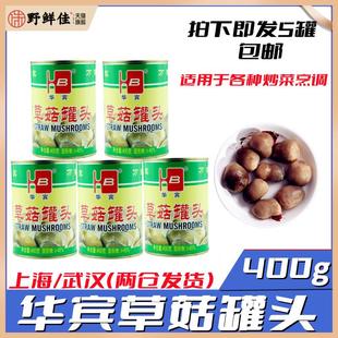 福建特产华宾牌草菇罐头食用菌草菇新货美味佳肴400g*5罐多省包邮