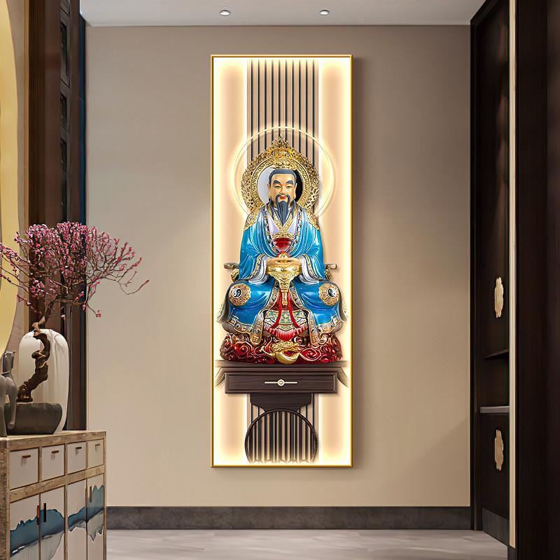 三清祖师爷画 画像挂画 画新中式中堂背景墙装饰画 画道家观神像
