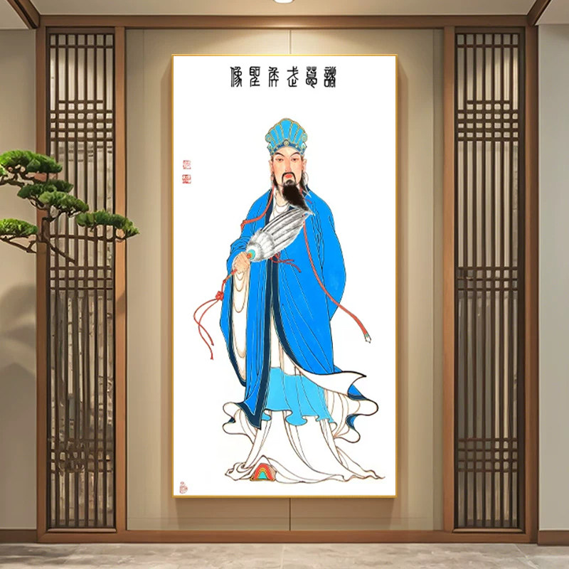 诸葛亮画像LED带灯诫子书孔明三国历史人物装饰国画送礼礼物挂画