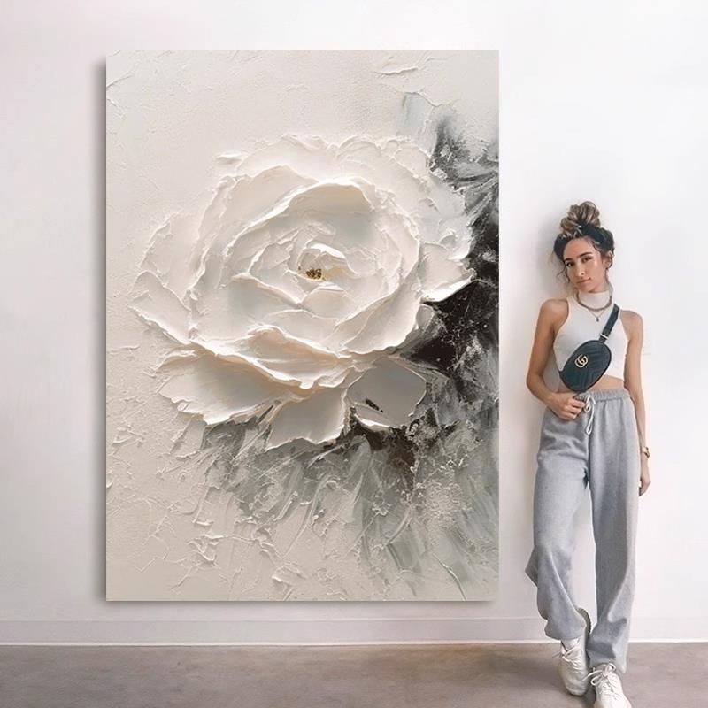 大芬晶瓷纯画村微喷抽象平面花卉玄装饰画现代客厅背景墙关布面挂图片