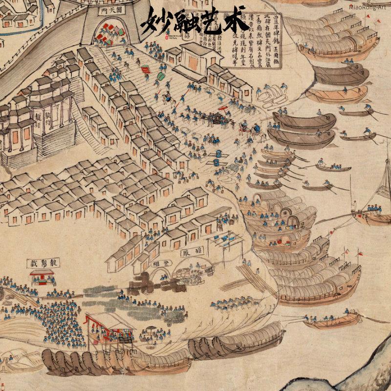 重庆渝城图古代地理壁画川菜馆挂画火锅店装饰画餐厅饭店仿古画