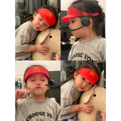 麦当劳帽子可爱搞怪麦门儿童防晒遮阳帽对讲机工作帽子狗狗帽子