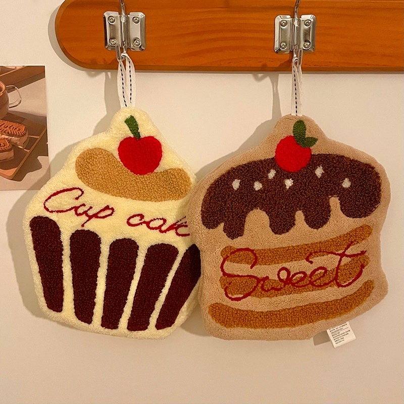 可爱蛋糕擦手巾挂式吸水方巾卫生间洗手毛巾珊瑚绒搽手帕厨房抹布,家庭/个人清洁工具,厨房擦手巾,淘宝优惠券,粉丝福利购,淘宝优惠卷