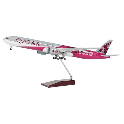 卡塔尔航空Scale 1:157 47cm B777 QATAR 飞机模型带灯带轮子