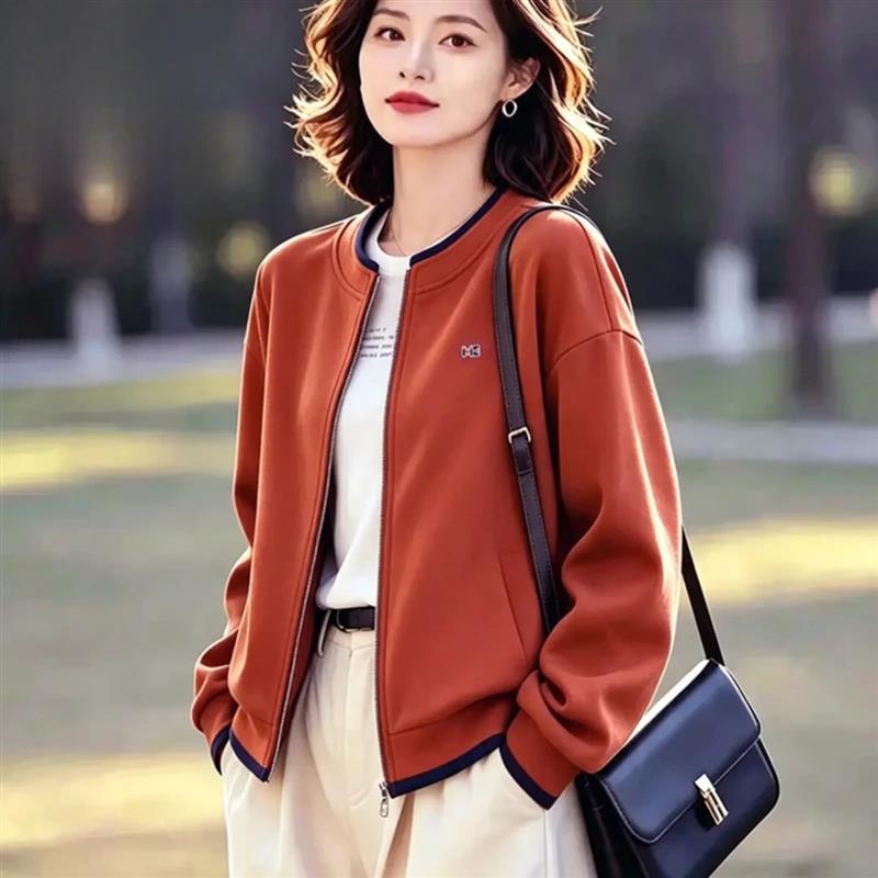 2一号亮装卫衣外套女春秋2026新款时尚百搭小个子棒球服开衫上衣