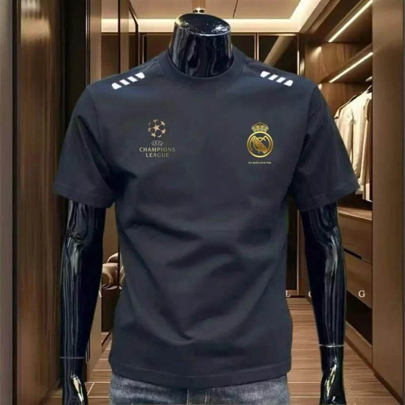 关山氏2026新款纯棉T恤男士足球运动休闲短袖潮流宽松百搭上衣