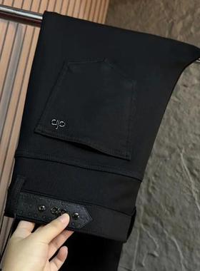 幻热轻奢高腰hf简约男士长裤秋冬手擦黑色石磨水洗时尚潮流休闲