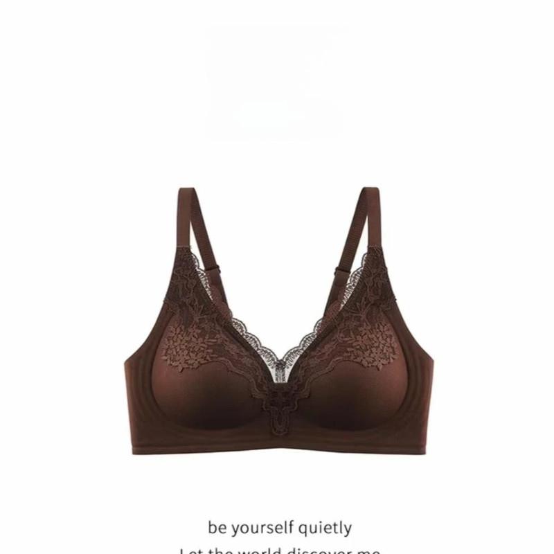 Adan轻奢馆轻奢舒适亲肤深V花卉蕾丝拼接g裸感果冻软支撑薄款内衣