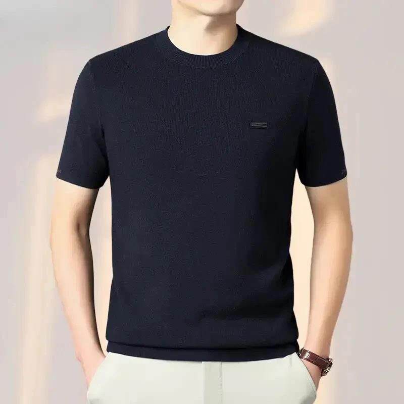 CAU轻奢男装男士短袖T恤2026春夏新款高档舒适百搭半袖圆领针织衫