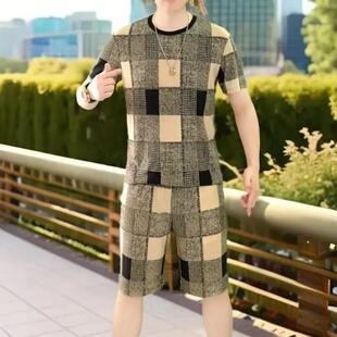 子套 洪妹轻奢严选高奢n品质2025夏y季 格子拉链衫 男休闲翻领短袖 裤