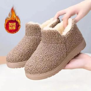 梅尔服饰冬季雪地靴休闲鞋布鞋z一脚蹬软底防滑棉鞋加绒加厚女士
