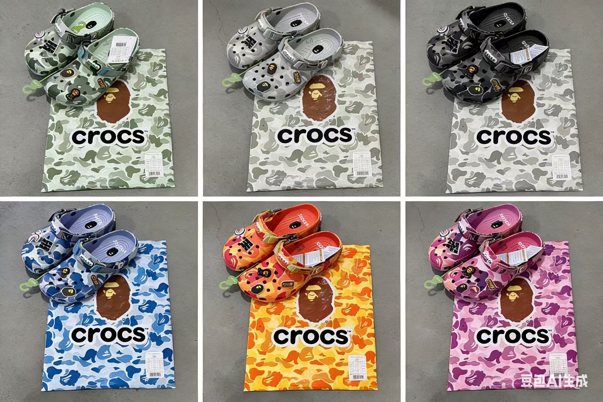 仓！Crocs x BAPE联名迷彩洞洞鞋】全新带吊牌，