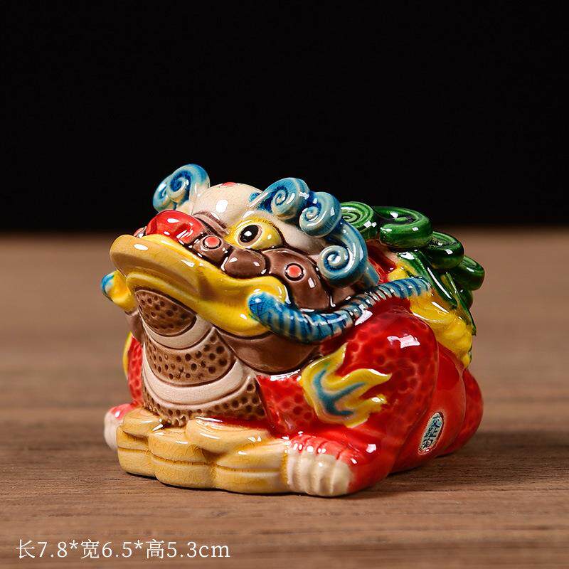 创意 彩陶茶宠 金蟾貔貅彩陶工艺品 喷水茶玩茶宠摆件 茶道配精品