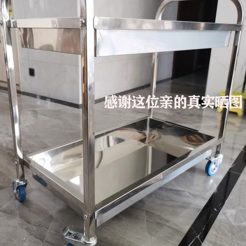 304不锈钢收碗车收餐车商用餐厅移动双层送餐车小推车 周转小推车
