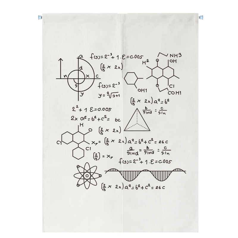 北欧布艺门帘ins数学公式布帘厨房半帘装饰帘卧室风隔断帘挂帘