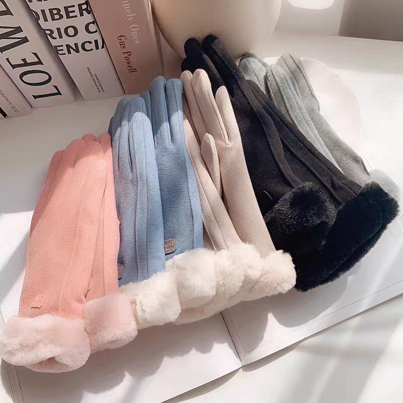 手套冬天女加绒加厚保暖可爱麂皮绒女士骑行防寒骑车防风触屏冬季