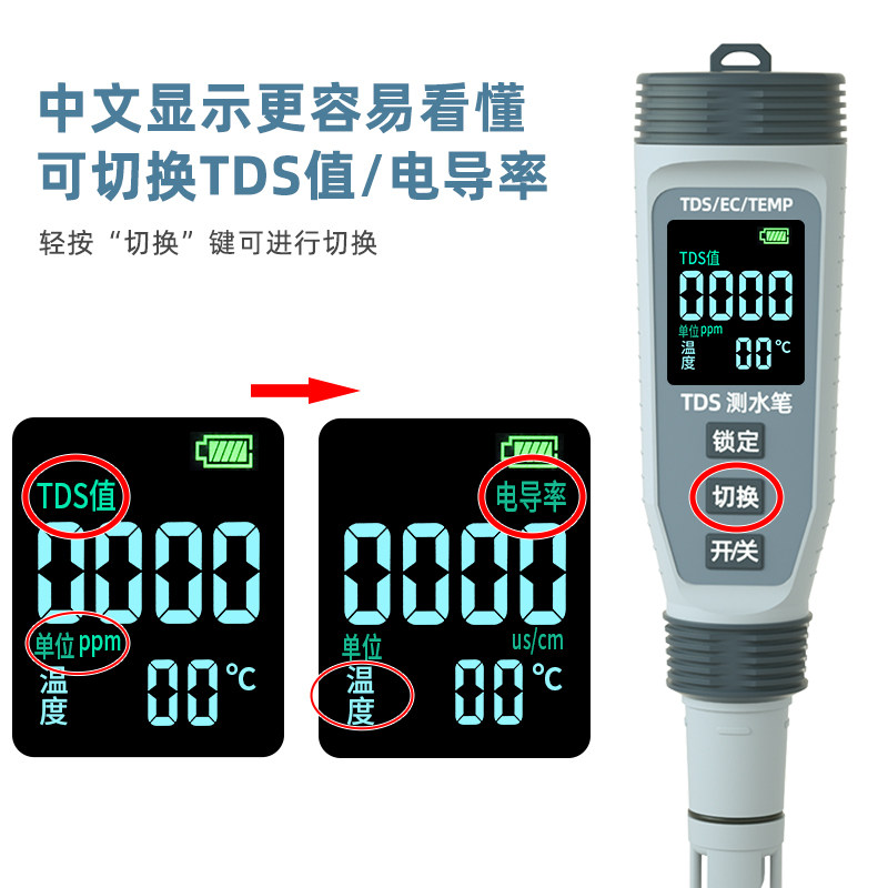 家贝tds水质检测笔高精度测水笔家用饮用水养鱼养虾tds值水测试仪