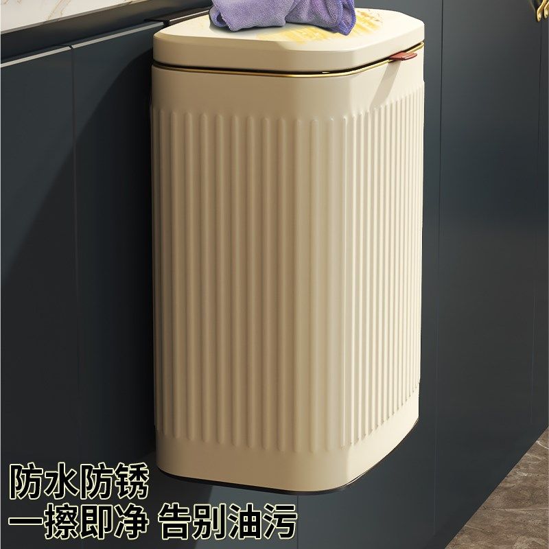 不锈钢厨房垃圾桶挂式橱柜门厕所卫生间壁挂式收纳桶家用带盖桌面