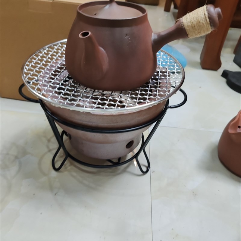 古陶坊老岩泥煮茶养生烧水陶壶侧把大容量白普洱黑花茶壶办公室茶
