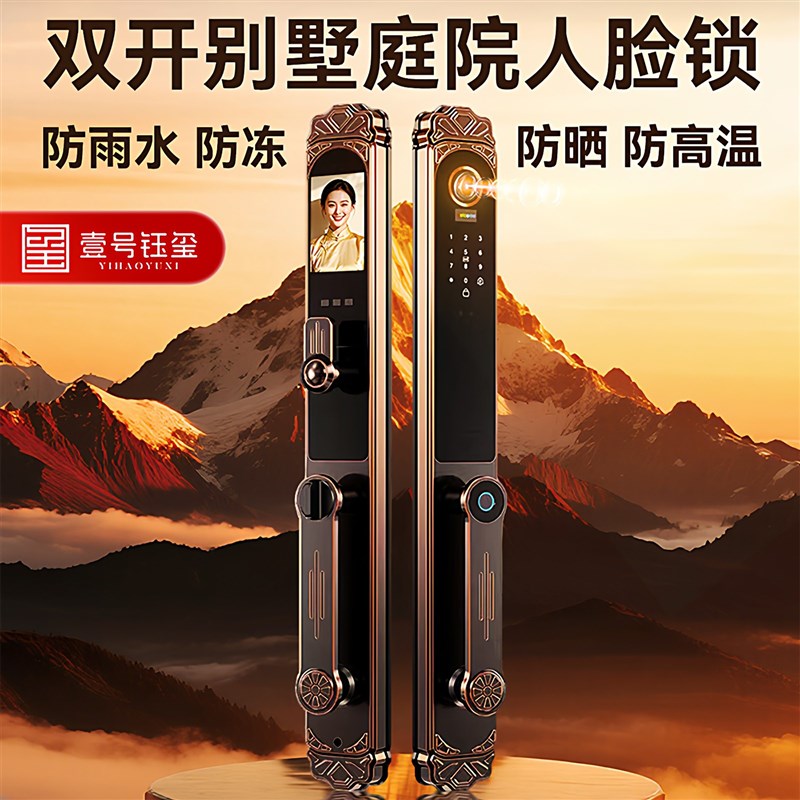 人脸识别指纹锁庭院别墅双开门家用电子密码锁全自动防盗门智能锁