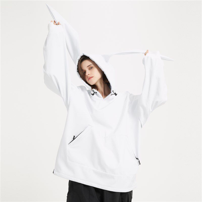 冬季 单板滑雪服女 加厚保暖防水 滑雪服 可爱兔子卫衣女