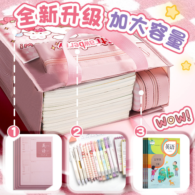 补习袋学生手提袋小学生用女童拎书袋男孩书包文件袋帆布美术袋补