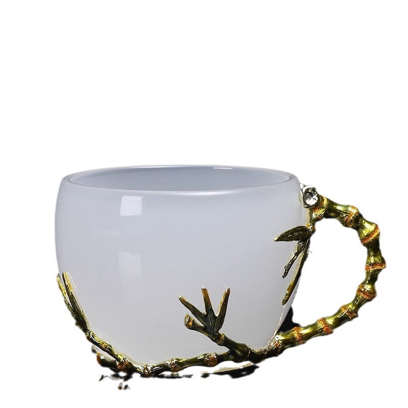 珐琅彩手把茶水杯女创意花茶杯家用茶杯泡茶琉璃茶杯子水晶玻璃杯