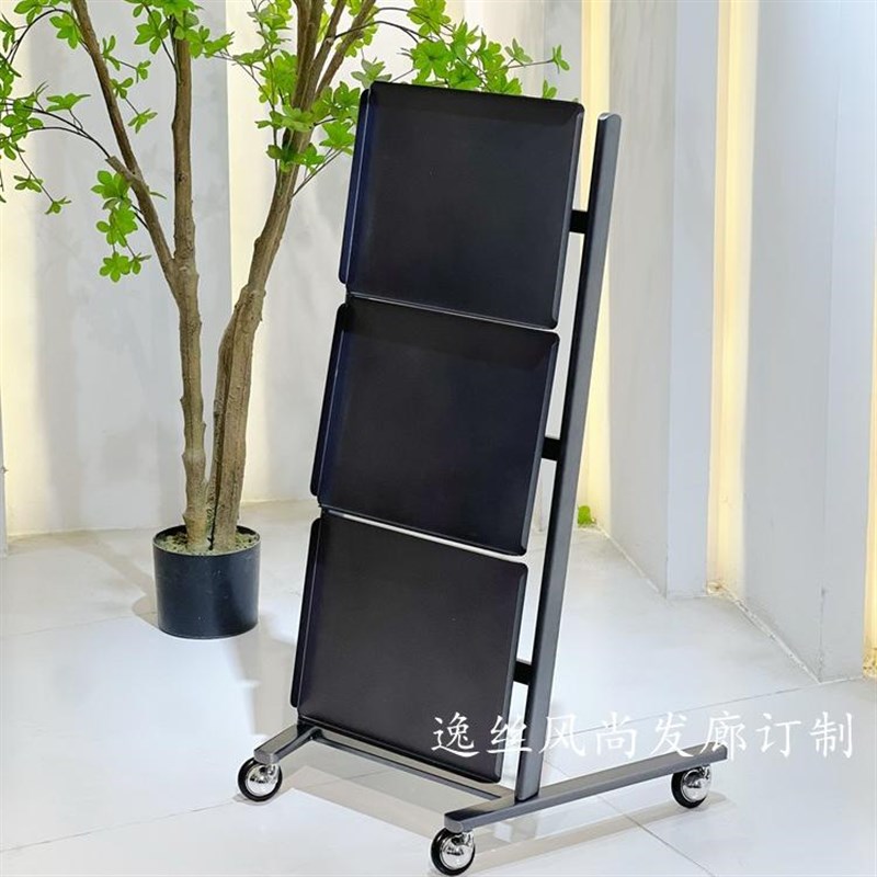 发廊专用工具推车多功能三层收纳折叠滑轮工具车不锈钢高端推车