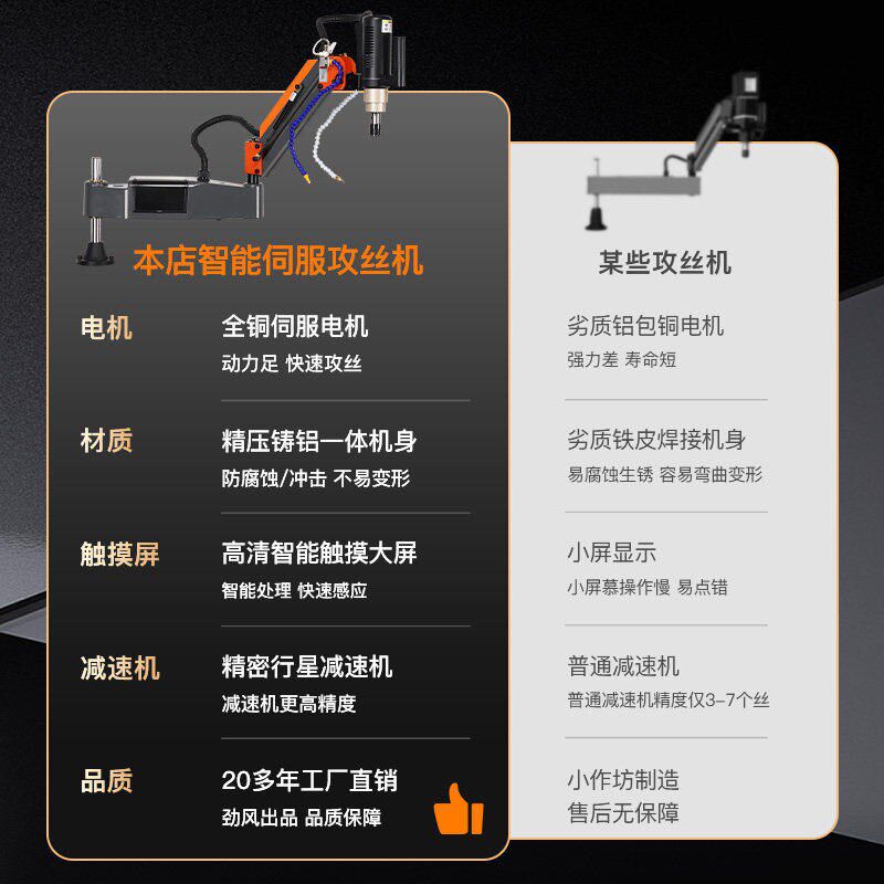 全自动攻丝机电动伺服智能攻牙机手持台式万向摇臂智能数控钻孔机