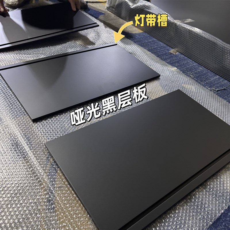 定制不锈钢层板实心钢板柜嵌入式弧形哑光金属置物架灯带支持定制图片