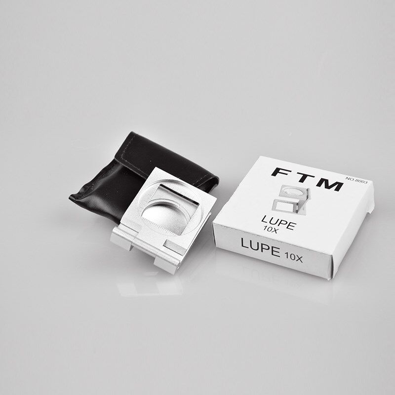 折叠式放大镜网点印刷照布镜 三折带刻度铝制10倍放大镜8003-10X