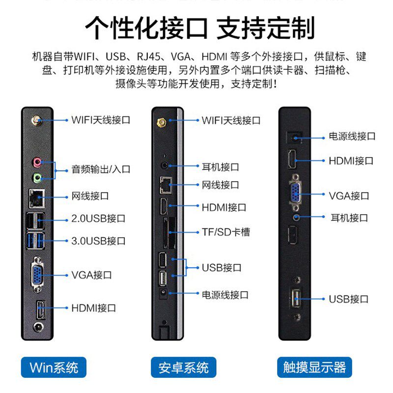 10.1/14/15.6寸触摸屏工控平板一体机显示器壁挂嵌入式安卓广告机