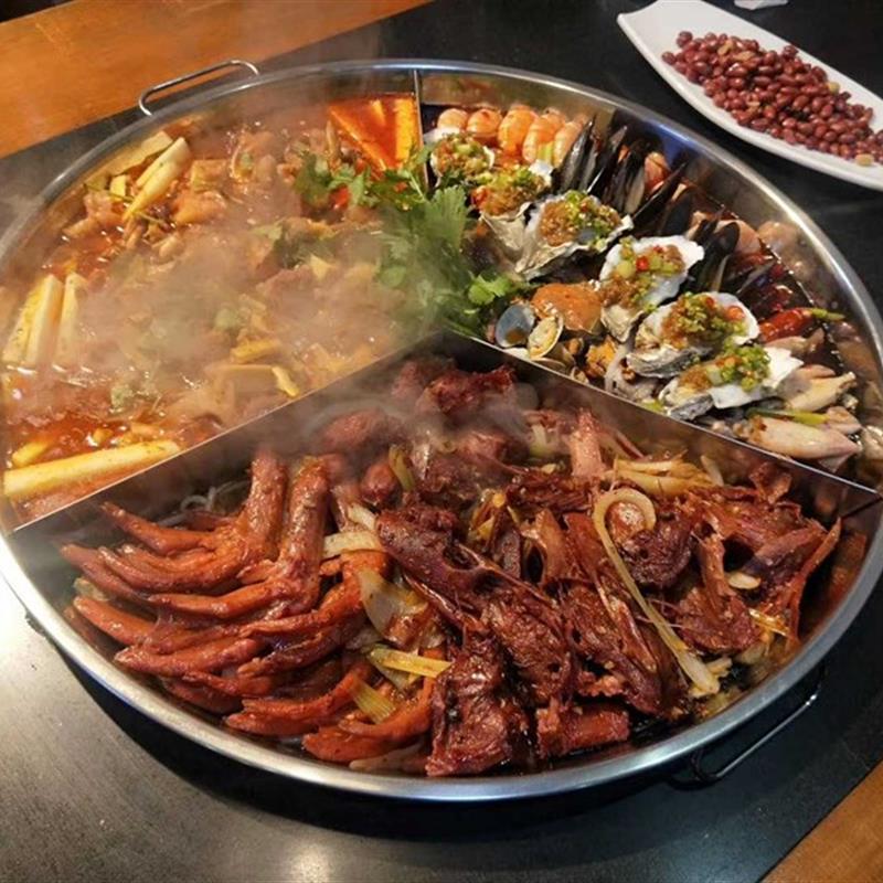 带耳不锈钢海鲜大咖盘子麻辣小龙虾拼盘香中式龙虾海鲜多味龙虾盘
